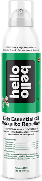 Hello Bello Mosquito Repellent Spray, with Natural Lemongrass, Cedarwood, Citronella, and Peppermint Oils, 5oz Can