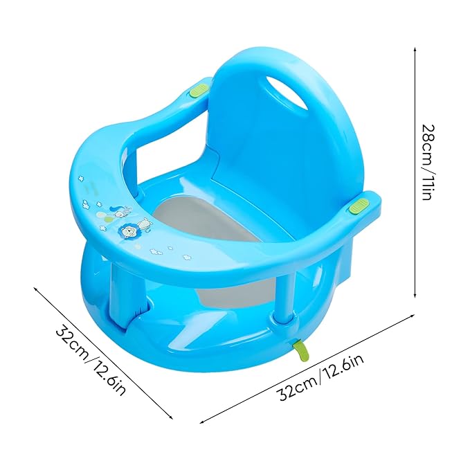 Foldable Bath Seat for Baby 6-18 Months, Non-Slip Chair With Suction Cups for Sitting Up in Bathtub, Wrap-Around Design (Sky Blue)