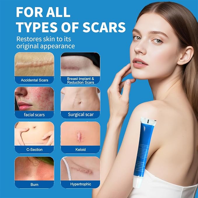 Silicone Scar Gel, Advanced Scar Cream treating for New and Old Scars, Surgical Scars, Burn Scars, Stretch Marks, Acne Scars, Dark markings, Keloid Removal 0.70 oz (2tube)