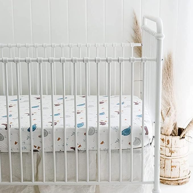 Crib Sheets Neutral - Fitted Baby Crib Sheets Bed for Girl Boy - 2 Pack Standard & Toddler Mattress (Farm Animals) - Buttery Soft Organic Cotton Blend