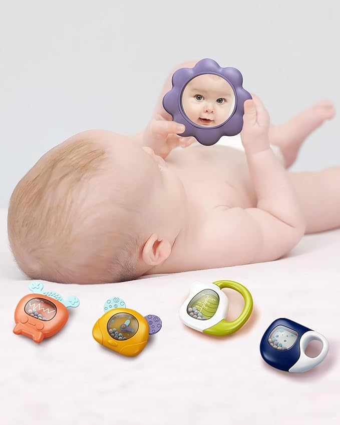 dearlomum Baby Play Mat Gym,Funny Play Piano Tummy Time Activity Mat with 5 Infant Sensory Toys & 4 Wrist Rattle Socks, Boy & Girl Gifts for Newborn 0 to 3 6 9 12 Months(Blue)