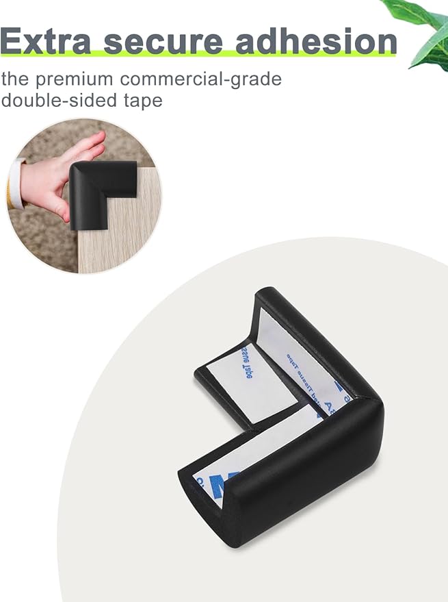 Foam Corner Protector for The Furniture, with Retardant Materials Foam Safety Bumpers, Baby Proofing Safety Corner Protectors (Black)