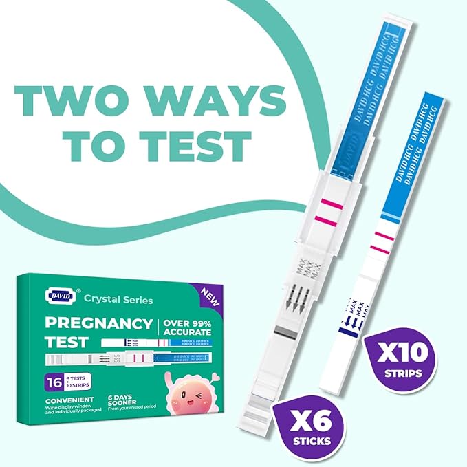 DAVID Pregnancy Test 16 Counts HCG Midstream Tests Early Detection, 6 Days Earlier Than The Missed Period, 6 Lightweight Pregnancy Tests and 10 Pregnancy Tests Strips