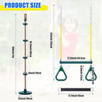 Hungdao 2 Set Gym Ring Trapeze Swing Bar and Climbing Rope with Platforms Disc Heavy Duty Coated Chains Seat Accessories for Outdoor Indoor Playground Backyard(Green)