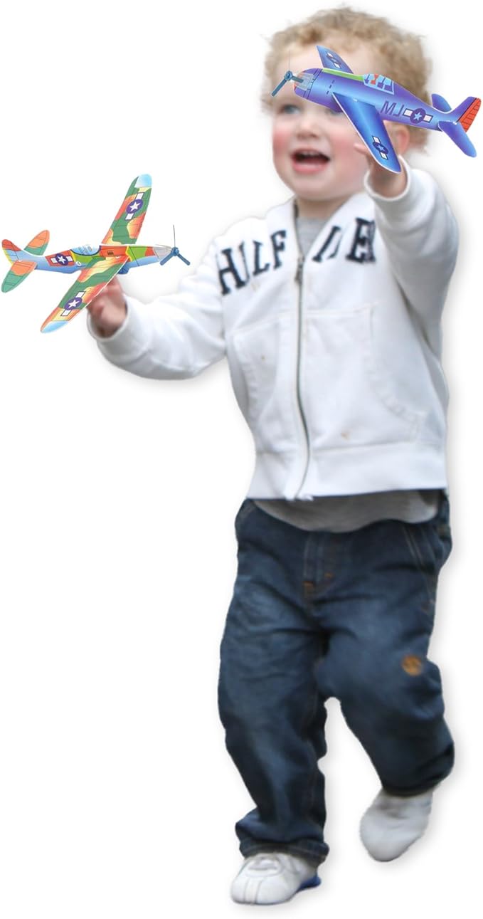 Big Mo's Toys 24 Pack 8 Inch Glider Planes - Birthday Party Favor Plane, Great Prize, Handout Glider, Flying Models, Two Dozen