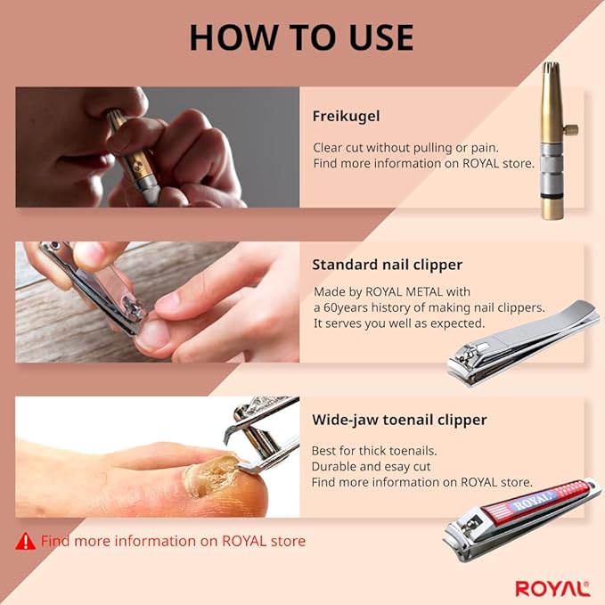 ROYAL [Made in Korea] NO Battery,3 Pcs Nose Hair Trimmer Set,Value Pack(Nose Hair Trimmer with 2 Nail Clippers) The Best Gift for Family, (Black&Brass)