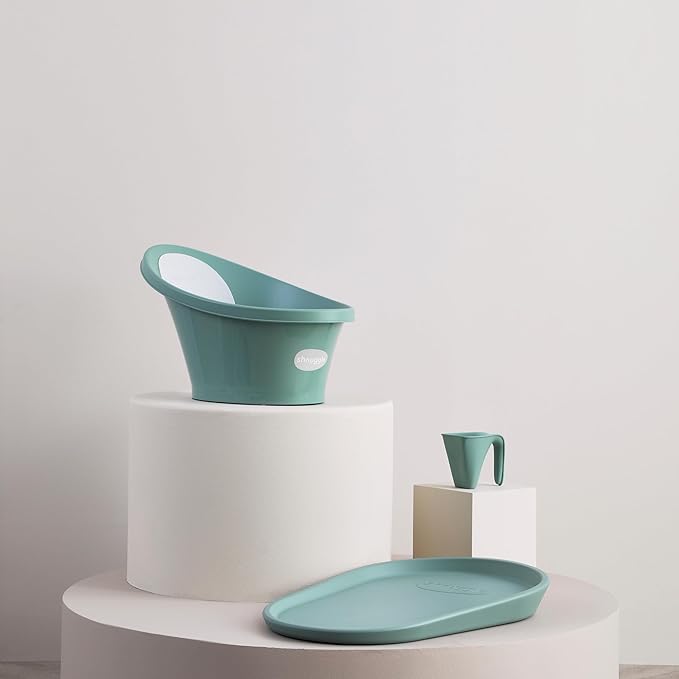 Shnuggle Newborn Baby Bath | Built in Support Bump and Soft Backrest | Suitable from Newborn | Bath Seat Support Includes Plug | Eucalyptus Green