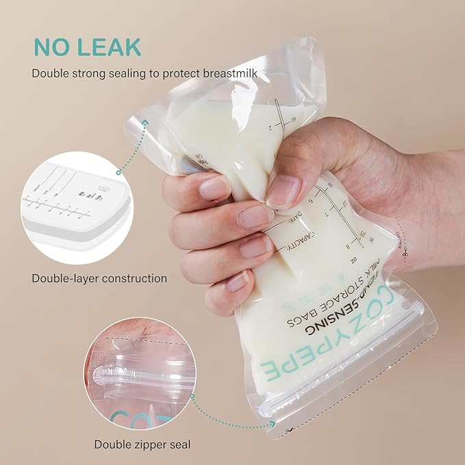 Breastmilk Storage Bags, 8OZ Breast Milk Storing Bag with Pour Spout, Temperature-Sensing Color Change Milk Bag for Convenient Breastfeeding, No Leak Presterilized for Freezer