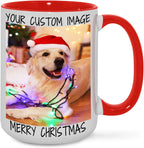 Ship Next Day Custom Mug Design Your Own Photo Text Personalized Picture Gifts for Women Men Customized Gifts Idea Personalized Coffee Mugs 15oz Red Handle