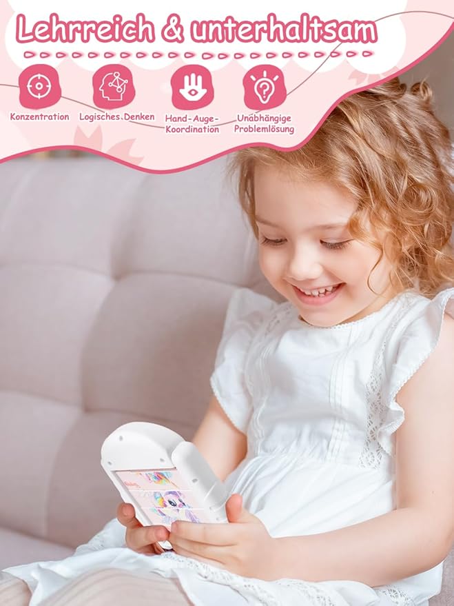 16-Piece Rotating Puzzles for Kids 4-6, Toddlers Puzzles 2-4, Road Trip, Airplane Activities Game, Travel Toys - Brain Teaser, Fine Motor Skills - Birthday Gifts Boys & Girls - Pink Alicorn