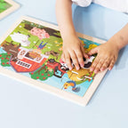 Animals Wooden Jigsaw Puzzle for Kids Set of 2 - African Wildlife and Farm Animals（15 pcs） Preschool Educational Learning Toys Gift for Toddlers Boys and Girls