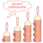 Accmor Formula Dispenser On The Go, 4 Layers Stackable Formula Container to Go, Non-Spill Portable Milk Powder Baby & Kids Snack Container, Pink