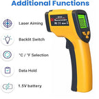 Infrared Laser Thermometer, Digital Infrared Laser Thermometer Gun with Adjustable Emissivity, IR Thermometer Temperature Gun for Cooking, Pizza Oven & Engine, -58℉～1022℉(-50℃～550℃)