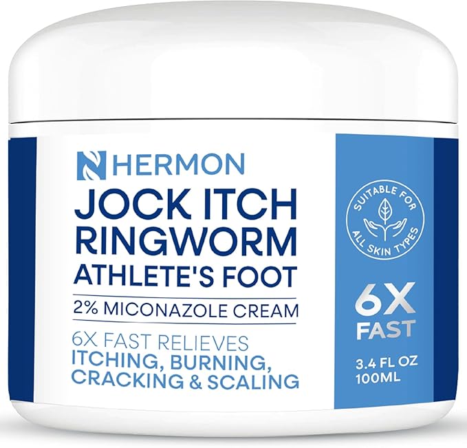 Hermon Jock Itch Antifungal Cream, Ringworm Treatment for Humans, Psoriasis Treatment, Psoriasis Scalp Treatment, Ringworm Cream for Humans, Foot & Body Balm, Provides Soothing Relief-100ml