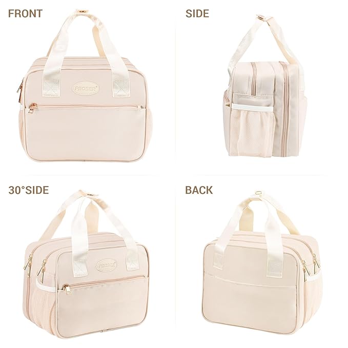 PIIOSER Breastmilk Cooler Bag with Ice Pack, Compatible with Wearable Breast Pumps & Accessories - Portable Pumps Carrying Case for Nursing & Working Moms, Cream