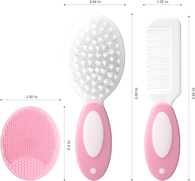 Baby Grooming Set，Baby Health Care Set Baby Brush Soft Bristles 3 Piece Baby Care Set Baby Hair Brush and Comb Set Baby Hair Brush Baby Comb Silicone Baby Cradle Cap Brush Set