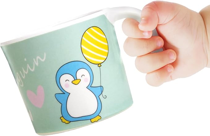 Kids Feeding Set 5 Pcs, Tableware Set for Toddlers Includes Plate Bowl Cup Fork and Spoon Utensil Flatware, Kids Flatware Set Dishwasher Safe, BPA Free (Penguin)