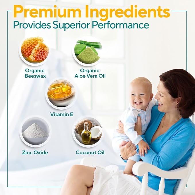 Marie Originals Premium Diaper Rash Ointment - Triple Action Diaper Rash Cream for Baby - Soothes and Moisturizes Dry Cracked Skin with Vitamin E, Coconut Oil, and Zinc Oxide diaper cream - 8 oz