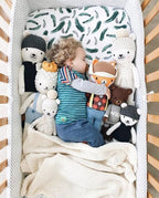 Margaux & May Organic Muslin Cotton Baby Crib Sheet, Green Feather Print, Fitted, Breathable, Toddler Bedding, 52 x 28, Deep Pocket, Organic Crib Sheets for Cozy Sleep