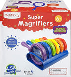 Kids Jumbo Magnifying Glass with Stand- 6 Pieces,Ages 3+, Easy Grasp Primary Science Magnifiers with Stand,Science Classroom Accessories, Teacher Supplies, Observation Toys for Kids