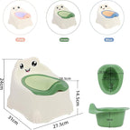 Potty Training Toilet Seat for Toddlers, Portable Travel Potty with Removable Bowl, Splash Guard, Frog Expression Sticker, Kids Potty for Boys Girls Ages 1-3 (Green)