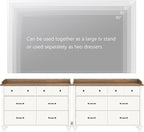 WAMPAT Dresser for Bedroom with 12 Drawers, White Baby Dressers with Wide Chest of Drawers, Mid Century Modern Wooden Kids Closet Storage Organizer, Large Dressers for Living Room, Nursery, Hallway