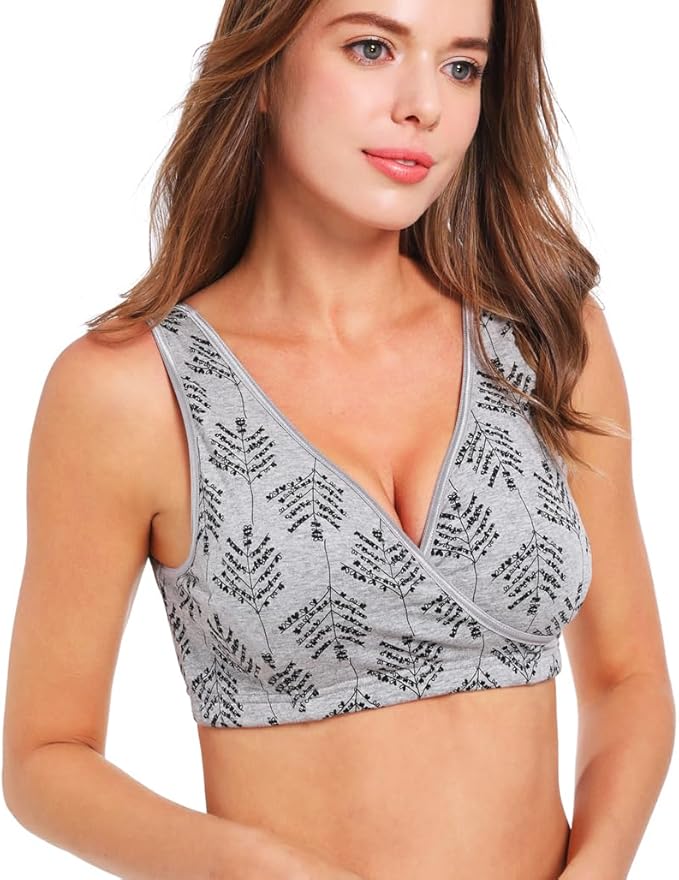 SUIEK 4 Pack Nursing Sleep Bra Maternity Bralette Cotton Breastfeeding Bras