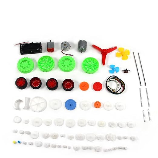 Fielect 69Pcs Plastic Gear Kit DC Motor Gears Kit DIY Gear Assortment Accessories Set for Motor Robot Various Gear Axle Belt Bushings