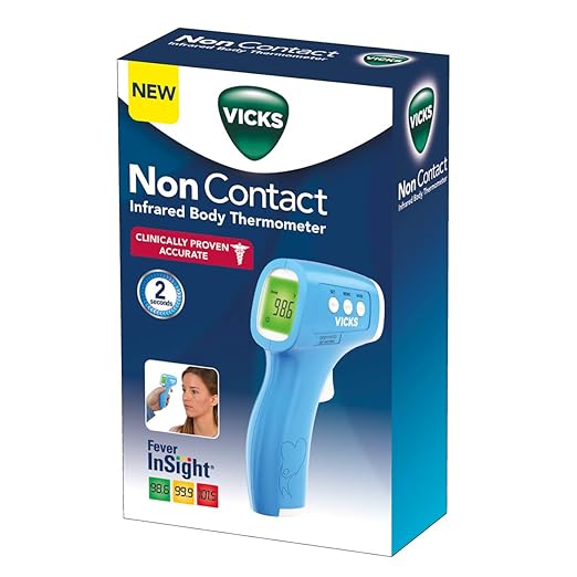 Vicks Non-Contact Infrared Thermometer for Forehead, Food and Bath – Fast, Reliable, and Clinically Proven Accuracy for Adults, Babies, Toddlers and Kids