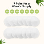 Organic Nursing Pads - 14 Washable Viscose Derived from Bamboo Breastfeeding Pads, Wash Bag, Reusable Breast Pads for Breastfeeding, Nipple Pads for Breastfeeding Essentials(Soft White, M 3.9")