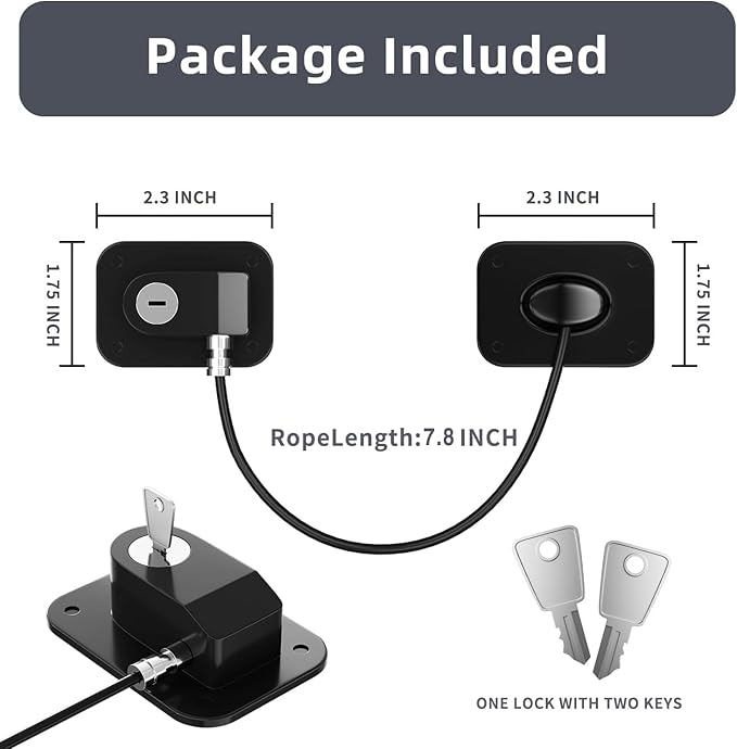 Refrigerator Lock 2 Packs, Baby Proofing Fridge Locks with Silicone Wire Protection & Key - Easy Install Surface-Friendly for Freezer & Refrigerator, Black & White