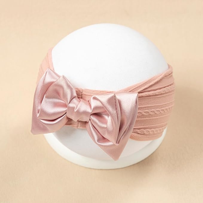 Baby Bows Headbands Nylon Hairbands Baby Girl Bows Hair Accessories for Infant Toddler Essentials (Gold Pink White, mid)