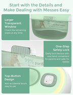 Momcozy New Baby Wipe Warmer, Large Capacity Wipe Dispenser Compatible with 60-80pcs,10-Min Fast Heating,4 Temperature Modes,Innovative Spring Design,Silicone&Top Seals,Even Heating,3-Level Nightlight