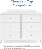 Delta Children Essex 6 Drawer Dresser, Bianca White/Natural