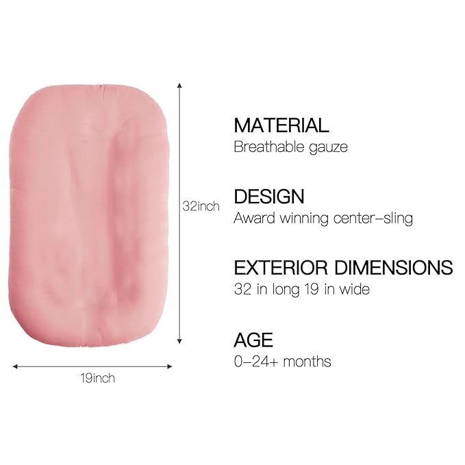 Baby Lounger - Snuggle Cozy Me Infant Lounger for Newborns | Breathable & Soft, Portable Awake-Time Pad, Essential Baby Gift- Petal (Lounger Cover Included)