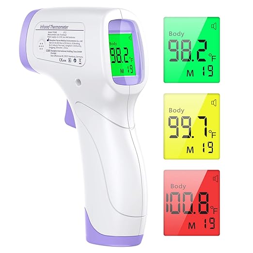 Thermometer for Baby and Adults, KKmier No Touch Forehead Thermometer, Digital Thermometer with Fever Alarm, 2s Accurate Instant Reading, 99 Sets Memory