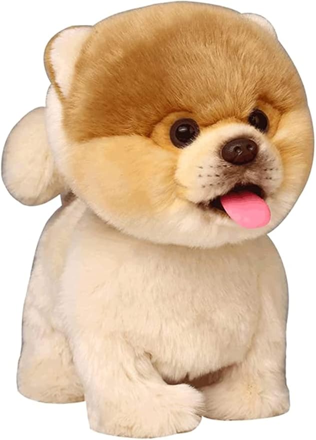 CU-MATE Plush Interactive Pomeranian Dog-Realistic Puppy Electronic Toy Dog with Walking/Barking/Wagging Tail/Talking- Robotic Pet Toy Present for Toddler Girls Boys