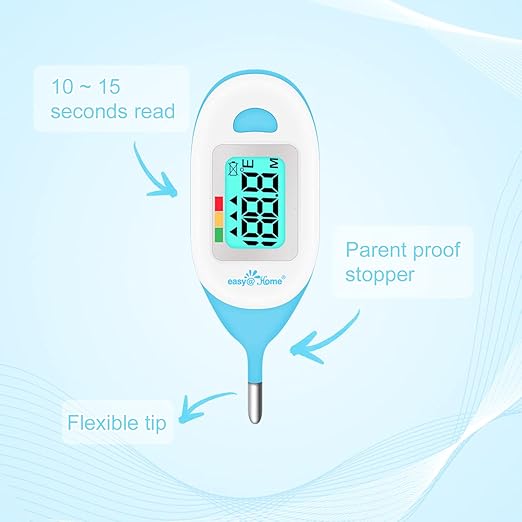 Easy@Home Baby Rectal Thermometer with Fever Indicator - Perfect Newborn & Infant Digital Thermometer with LCD Display Reading Body Temperature-Kid and Baby Item with Accurate Fast Reading - EMT-027
