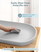 COMOMY Baby Changing Pad for Dresser - Wipeable Changing Pad with Restraining Belt, Waterproof, Soft, Lightweight and Portable, Easy to Clean for On The Go Diaper Change, Light Grey