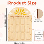 ORIGACH My First Year Baby Growth Photo Display Wood Board - 12 Months Newborn Milestones Photo Board - Neutral Baby Keepsake Frame 1st Birthday Party Nursery Decor New Mom Gift - Sun & Cloud