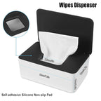 NOVWANG Wipes Dispenser, Baby Wipe Holder, Keeps Wipes Fresh, Refillable Wipe Container Baby Wipes Case for Bathroom Wipes Pouch Case, Black-White