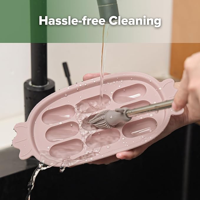 Haakaa Baby Popsicle Mold - Baby Food Maker & Breastmilk Teething Freezer Tray - BPA Free Silicone-Pink