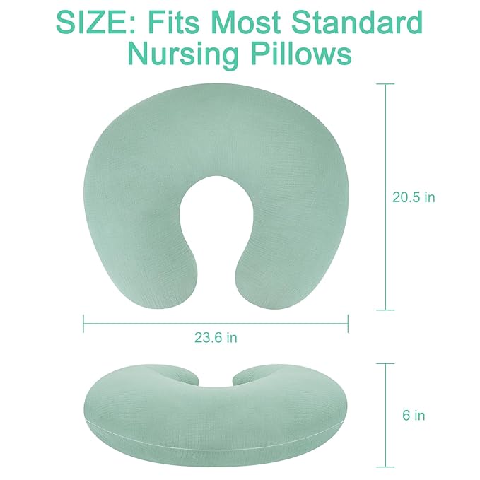 Accmor 2 Pack Muslin Nursing Pillow Covers, 100% Cotton Soft Nursing Covers for Breastfeeding Pillows, Slipcover for Baby Girls Boys Newborn