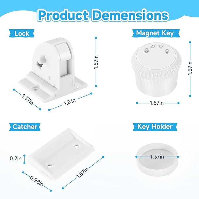 Magnetic Cabinet Locks for Child Safety, Drawer Locks Baby Proofing, Magnetic Door Safety Locks for Cabinets and Drawers, Easy Installation No Tools Required (6)