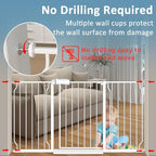 Extra Wide Baby Gate 38.5-43.5 Inch Walk Through Pressure Mounted No Drill Safety Child Gate with Door Tension Metal Gate for Stairs Doorway Puppy Dog Cat