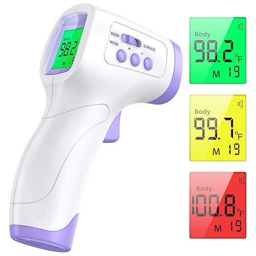 Thermometer for Baby and Adults, KKmier No Touch Forehead Thermometer, Digital Thermometer with Fever Alarm, 2s Accurate Instant Reading, 99 Sets Memory