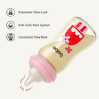 YOHKOH PPSU Baby Bottle Wide Neck, Newborn Anti-Colic Baby Bottle with Natural Response Nipple, Streamlined Body, Easy to Clean (8.8oz (Pack of 4), Red)