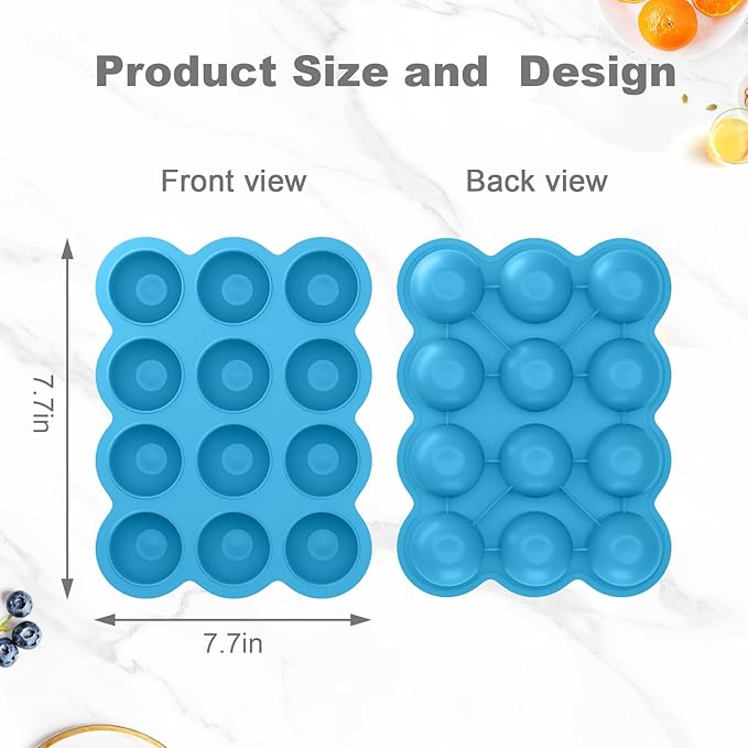 Samuelworld Baby Food Storage Container, 12 Portions x 2.5oz - BPA Free Silicone Freezer Tray with Clip-On Lid for Breast Milk Storage, Homemade Baby Food, Vegetable & Fruit Purees - Blue