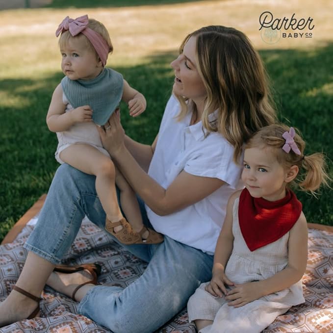 Parker Baby Muslin Bandana Drool Bibs | 100% Soft Muslin Cotton, Absorbent & Adjustable | Stylish Teething & Drooling Bibs