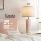 PoKat 27.5" Pink Ceramic Table Lamps for Girls Room Set of 2, Modern Bedroom Lamps, Bedside Lamps for Night Stands Living Room, Cute Lamps Pink Decor, Nightstands Desk Nursery